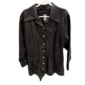 HELIUM Faux Leather Jacket L Black Moto Biker Chic Y2K Grunge Streetwear Fall